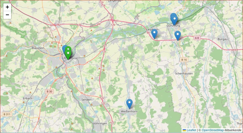 Kartenvorschau der veganen Gastronomie in der Region